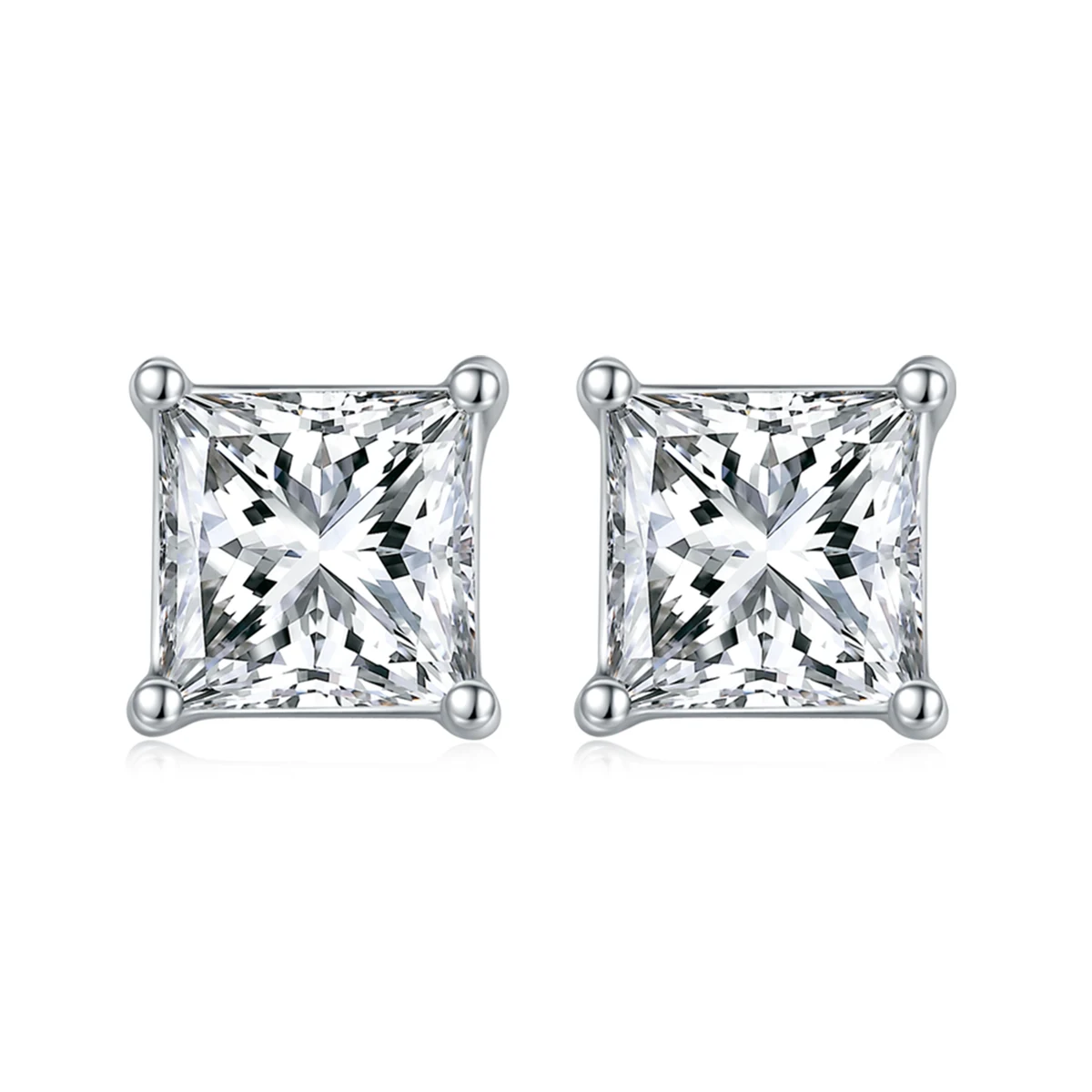 Square Solitaire Lab-Grown Diamond Stud Earrings — product view 1