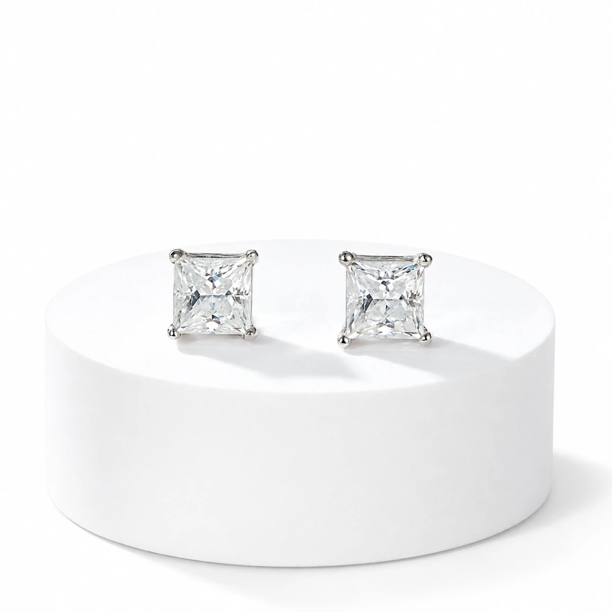 Square Solitaire Lab-Grown Diamond Stud Earrings — product view 2