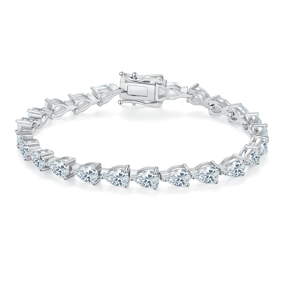 Pear lab-grown diamond tennis bracelet, studio view