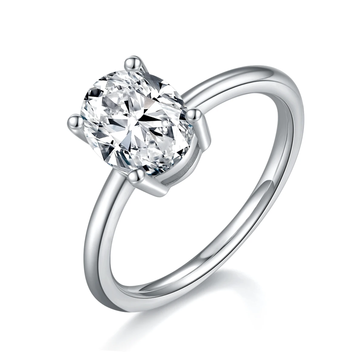Oval Lab-Grown Diamond Solitaire Ring — three-quarter product view