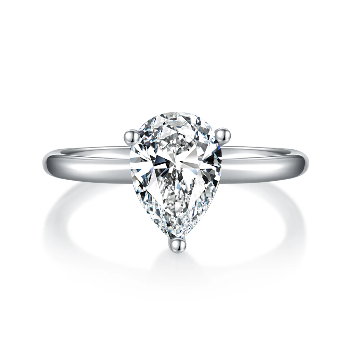 Pear Diamond Solitaire Ring — side setting view