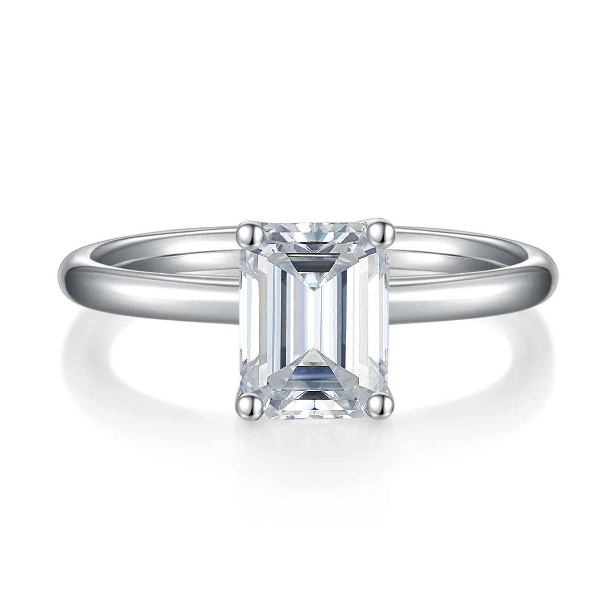 Rectangular Lab-Grown Diamond Solitaire Ring — side setting view
