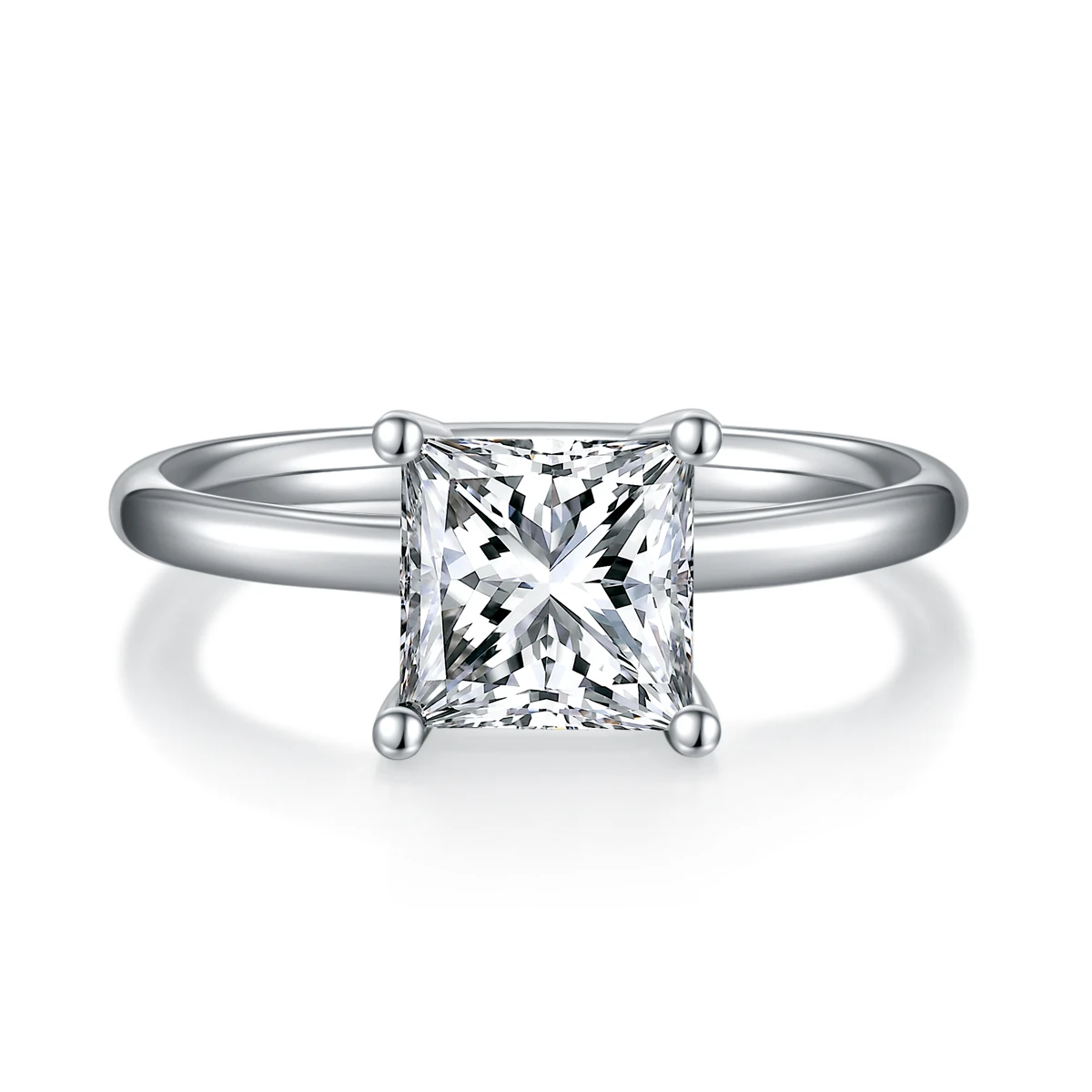 Square Lab-Grown Diamond Solitaire Ring — side setting view