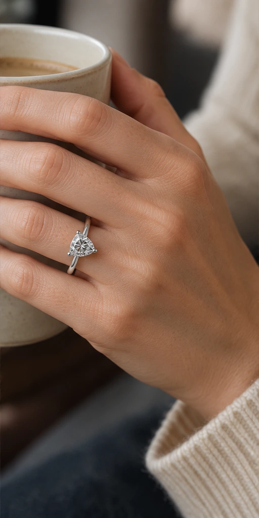 Trillion solitaire ring editorial styling — slow mornings