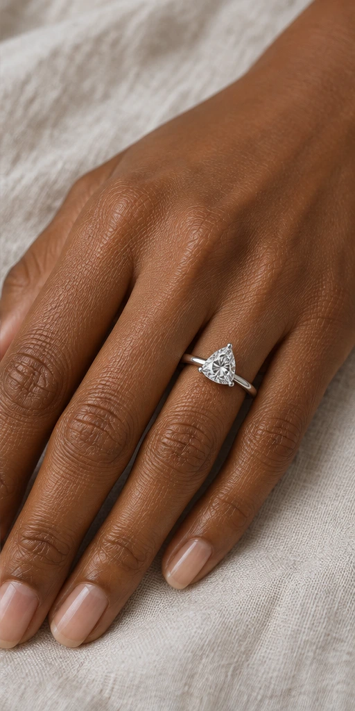 Trillion solitaire ring editorial styling — off duty